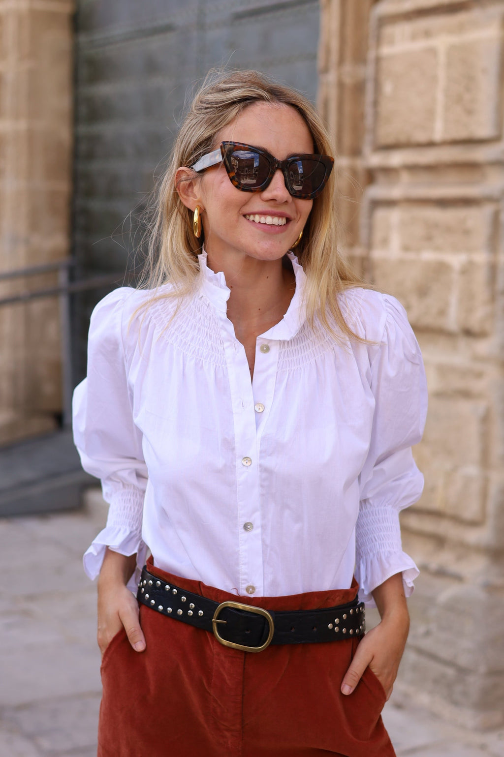 BLUSA CUELLO NIDO BLANCA