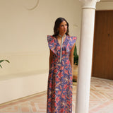 VESTIDO CLEMENTE ALERON FLORES AZUL