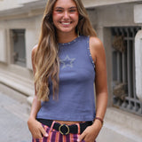 CAMISETA TACHAS ESTRELLA MALVA