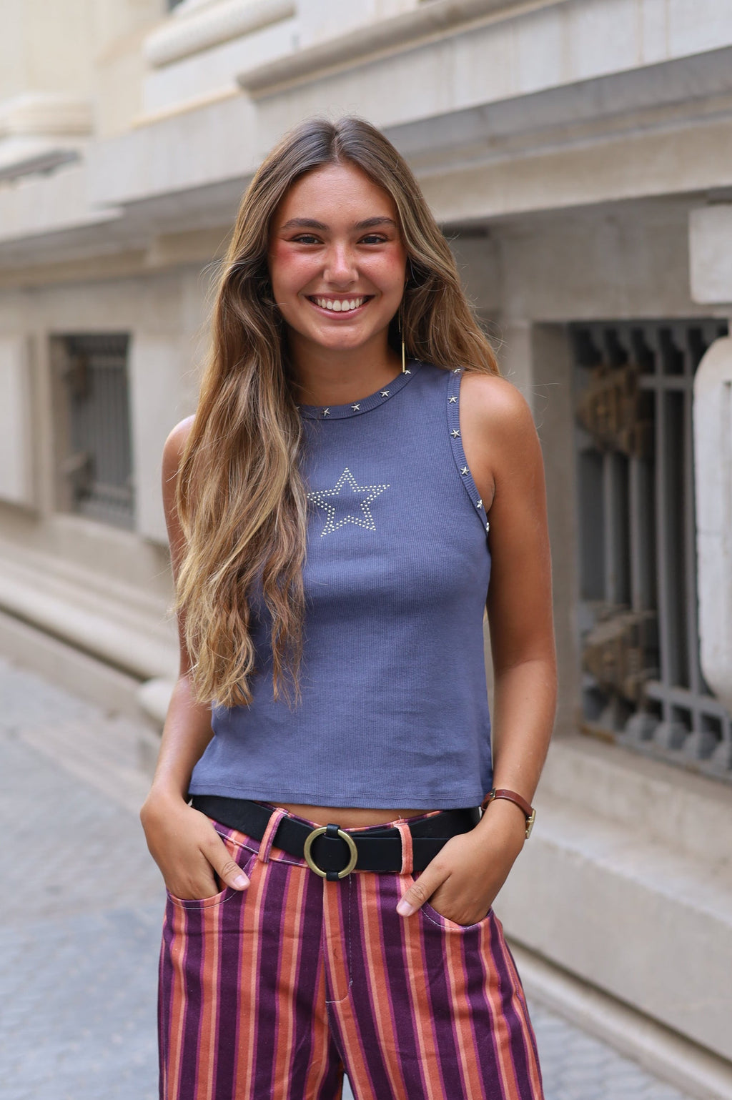 CAMISETA TACHAS ESTRELLA MALVA
