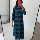 VESTIDO ZIGZAG LUREX AZUL