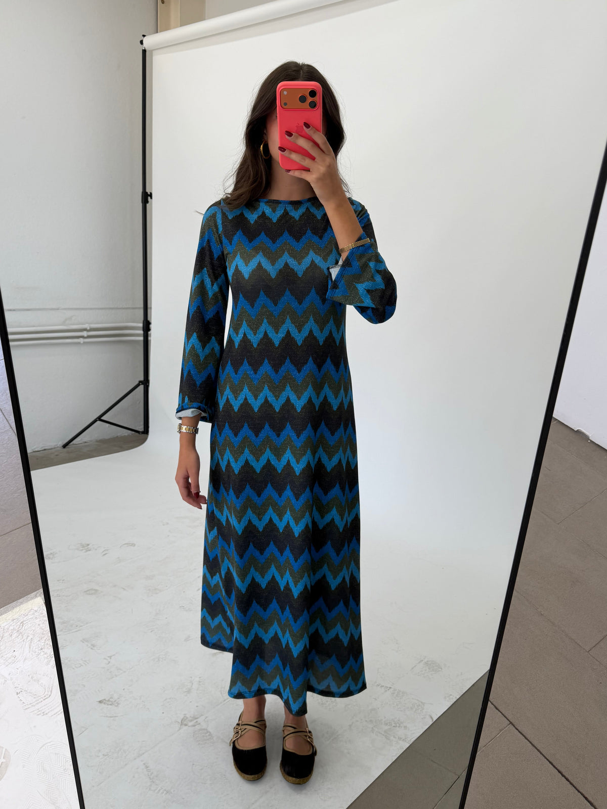 VESTIDO ZIGZAG LUREX AZUL