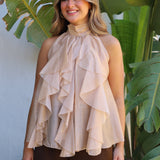TOP HALTER VOLANTES BEIGE