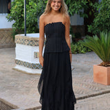 FALDA GASA VOLANTES NEGRA