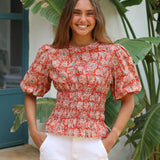 BLUSA CADIZ FRUNCES NARANJA
