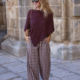 PANTALON CUADROS VINO