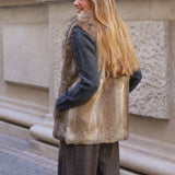 CHALECO PELO NATURAL LARGO