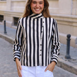 BLUSA RAYAS BOTONES BLANCA Y NEGRA