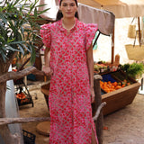 VESTIDO CAÑOS ESTAMPADO ROSA
