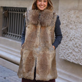 CHALECO PELO NATURAL LARGO 83 CM