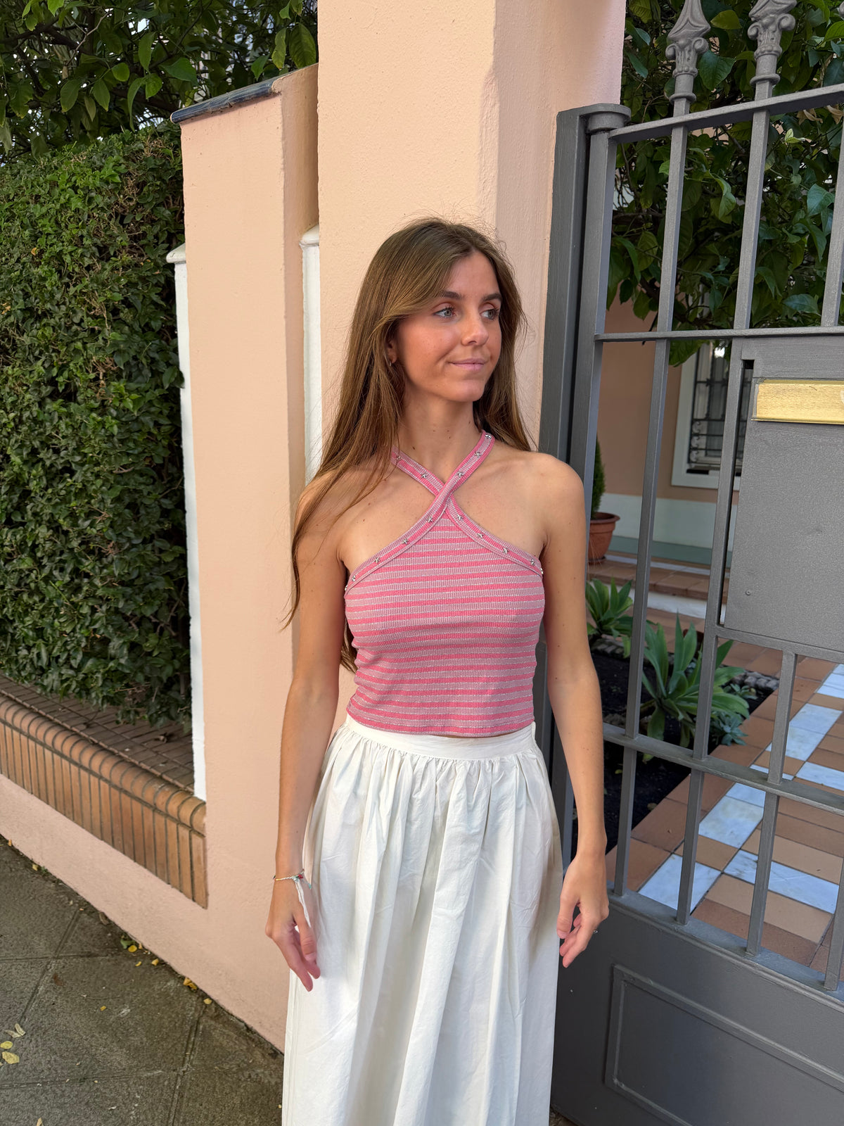 TOP LUREX ESTRELLAS ROSA CLARO