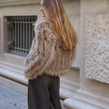 CHAQUETA PELO NATURAL PLUMAS