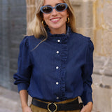 BLUSA VOLANTE DENIM OSCURA