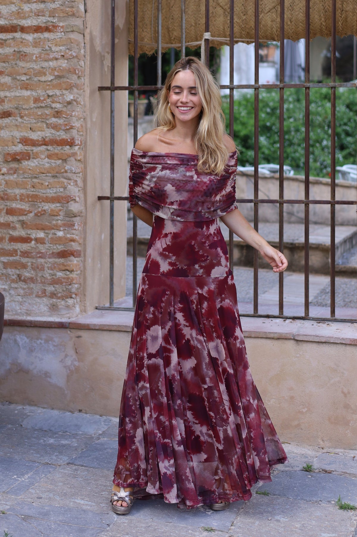 VESTIDO BARCO TUL ESTAMPADO CALDERO