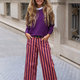 PANTALÓN RAYAS NARANJA MORADO