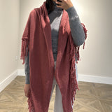 PONCHO FLECOS ROSA EMPOLVADO