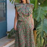 FALDA PATRICIA FLORES VERDE