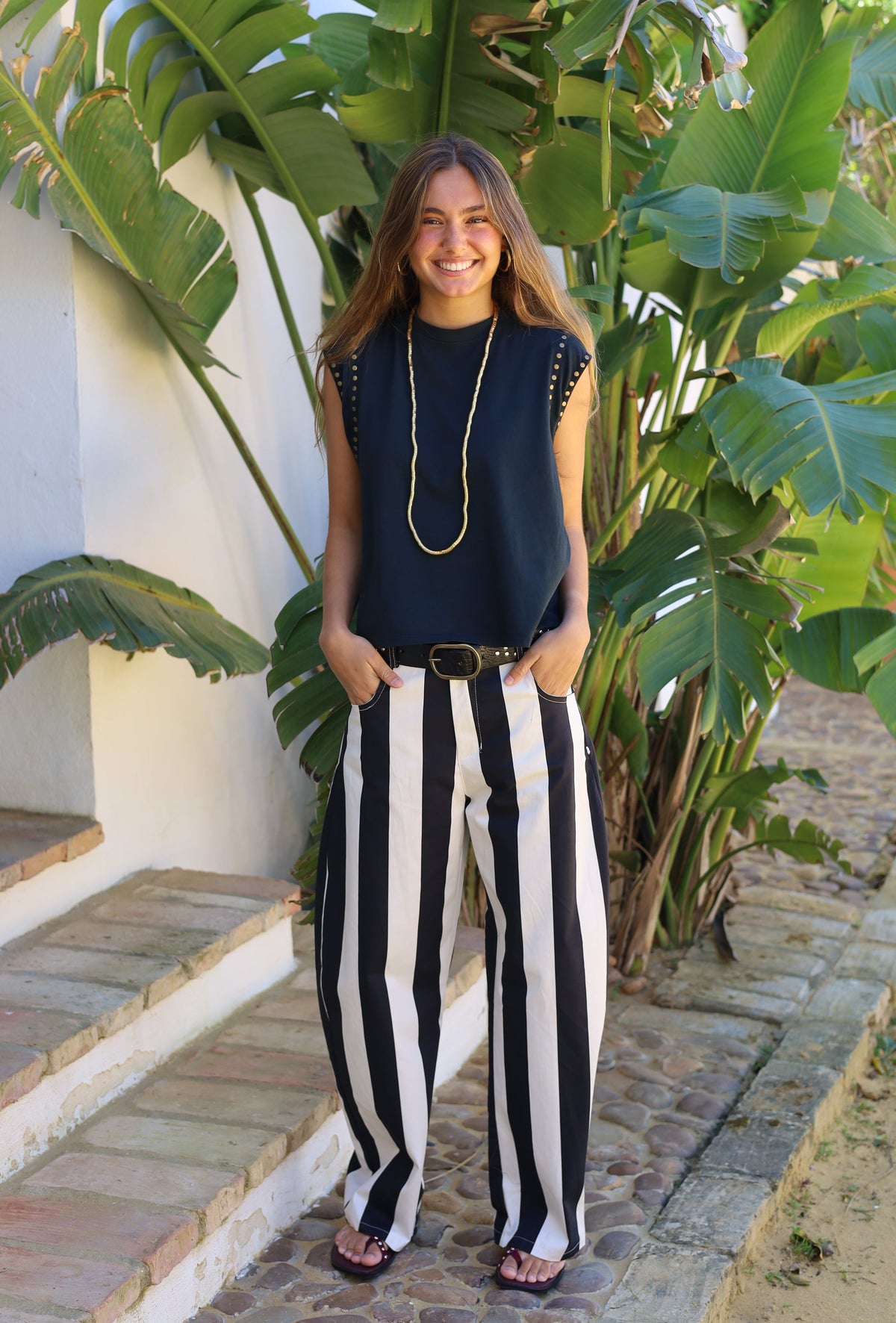 PANTALON RAYAS VERTICALES NEGRO
