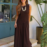 VESTIDO NIDO ASIMETRICO MARRON