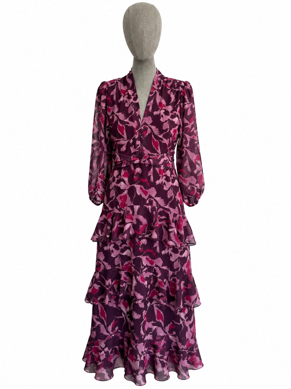 VESTIDO HOJAS MORADO