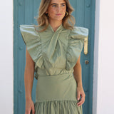 BLUSA CARMEN VOLANTES VERDE