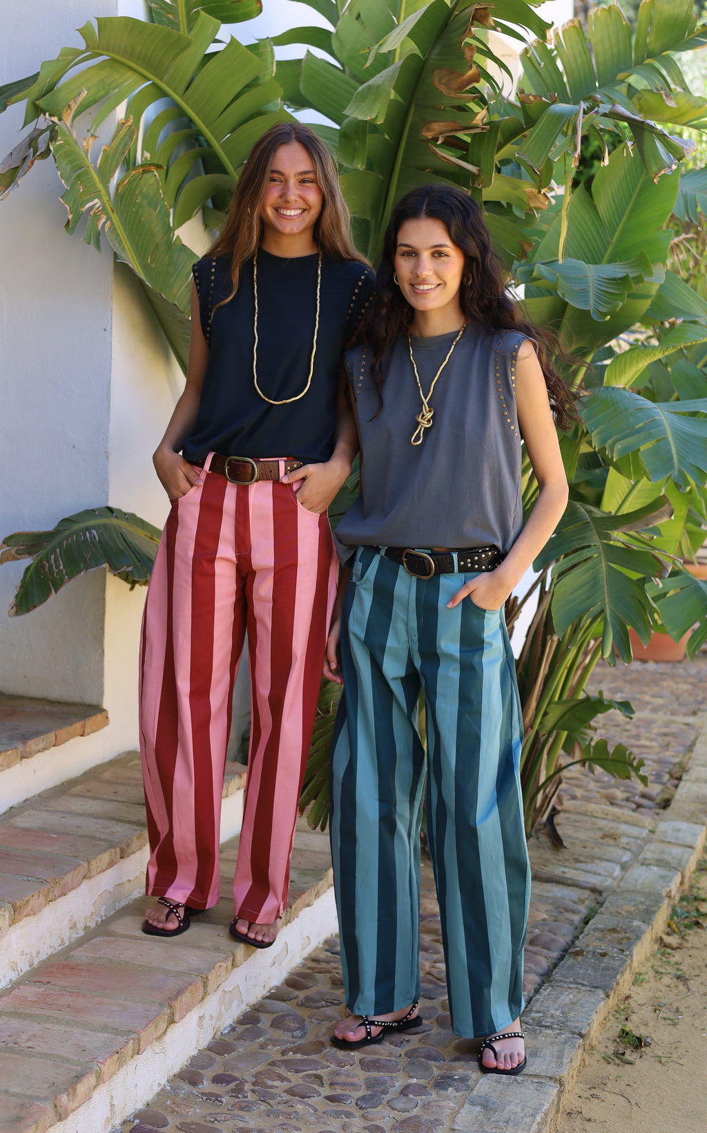 PANTALON RAYAS VERTICALES TURQUESA