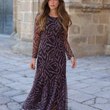 VESTIDO GODET TUL MARRON