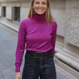 JERSEY CUELLO VUELTO BRILLO FUCSIA