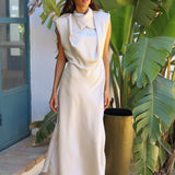 VESTIDO CARMEN SATINADO CRUDO