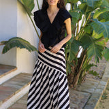 FALDA CARMELA RAYAS NEGRA