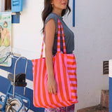 TOTE BAG RAYAS GRANDES ROSA