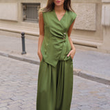 PANTALON BOMBACHO SATINADO VERDE