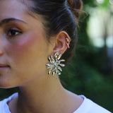 PENDIENTES MAXI FLOR PLATEADOS