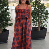 VESTIDO HAWAI FLORES MARRONES