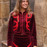 CHAQUETA TERCIOPELO BERENJENA Y ROSA
