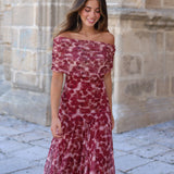 VESTIDO BARCO TUL ESTAMPADO