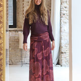 FALDA GASA ESTAMPADA BURDEOS