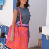 TOTE BAG RAYAS PEQUEÑAS ROSA