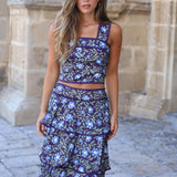 CONJUNTO CARACAS FLORES MORADO