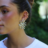 PENDIENTES MAXI FLOR PLATEADOS
