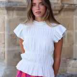 BLUSA FRUNCES BLANCA