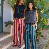 PANTALON RAYAS VERTICALES TURQUESA