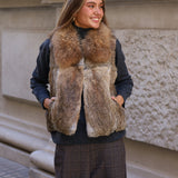 CHALECO PELO NATURAL CORTO