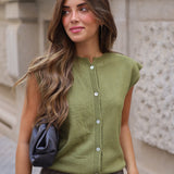 CHALECO PUNTO BOTONES VERDE LIMA