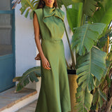 VESTIDO CARMEN SATINADO VERDE