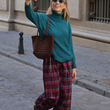 PANTALÓN CUADROS TURQUESA