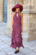 FALDA GASA FLORES ROJAS