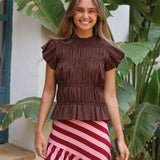 BLUSA FRUNCES MARRON