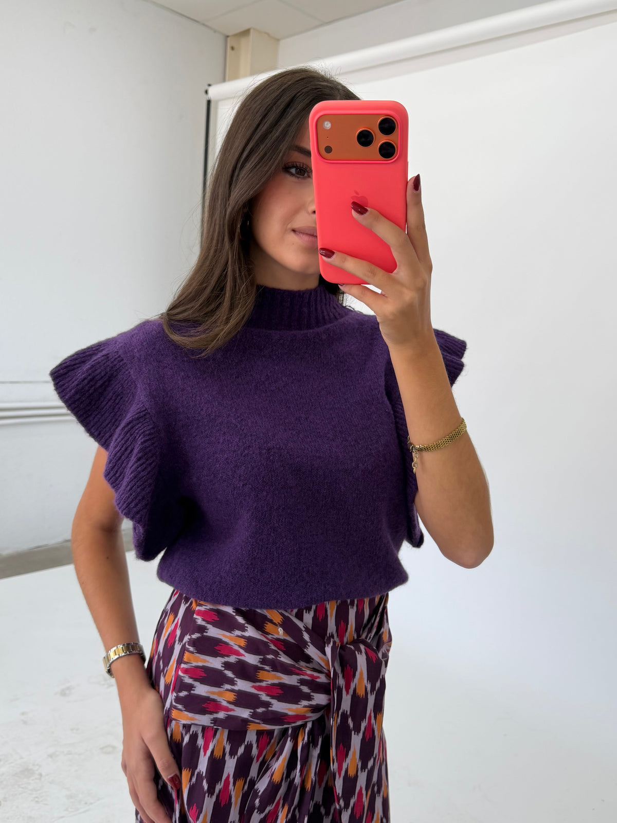 CHALECO PUNTO VOLANTE MORADO