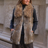 CHALECO PELO NATURAL LARGO